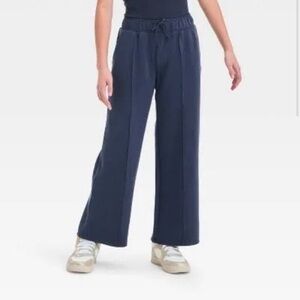 Girls All In Motion Sleek Wide Leg Elastic Waist Navy Blue Jogger Pants.  NWT